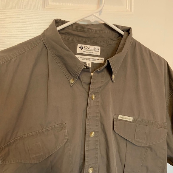 Columbia Men's Short Sleeved Solid Button Down Shirt Green Size XL - Picture 6 of 14